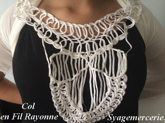 White Openwork Rayon Lace Collar