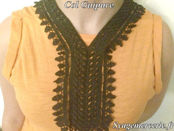 Black Guipure Lace Collar to Sew