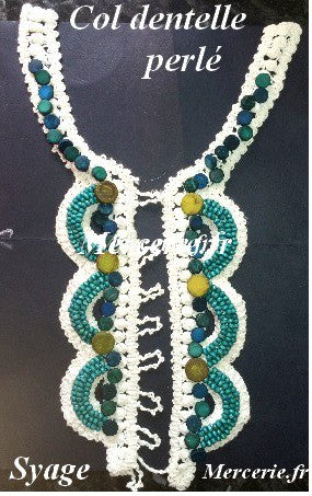 Ecru Guipure Lace Collar decorated with Stone