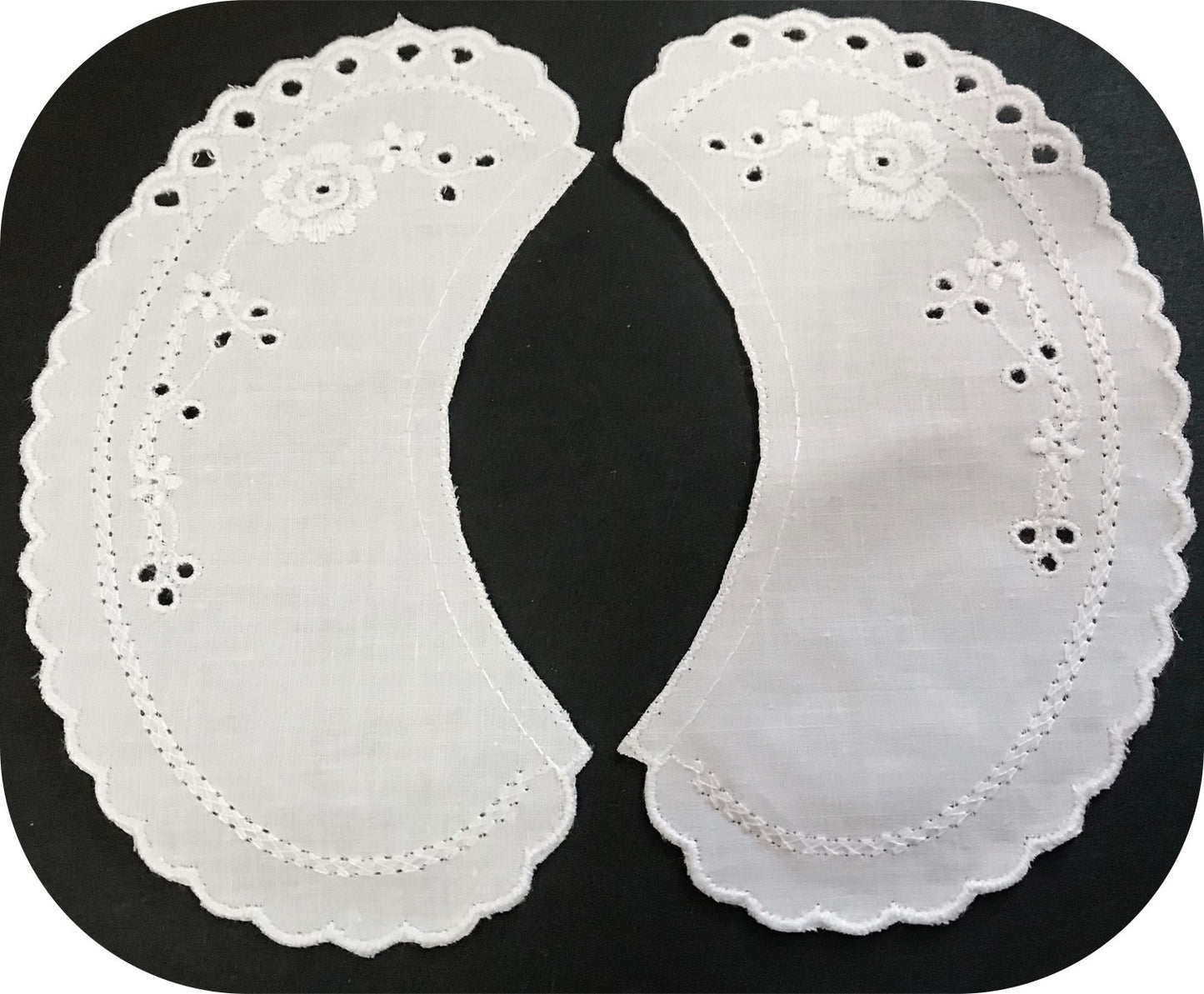 Cuello bordado inglés de algodón blanco para coser para niños y bebés.