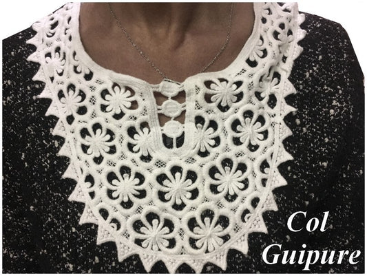 White Lace Guipure Collar to Sew for Customizations.