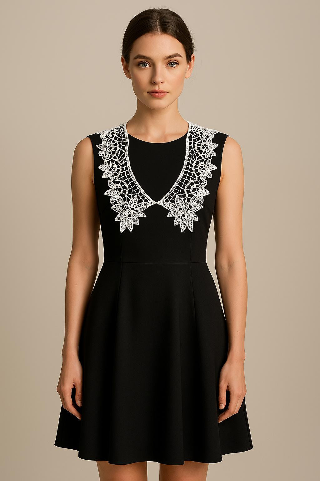 White Guipure Collar – Floral Lace on Elegant Blouse