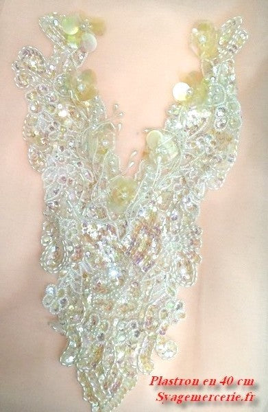 Sew-on Applique Collar with Iridescent Clear Sequin for Customizations