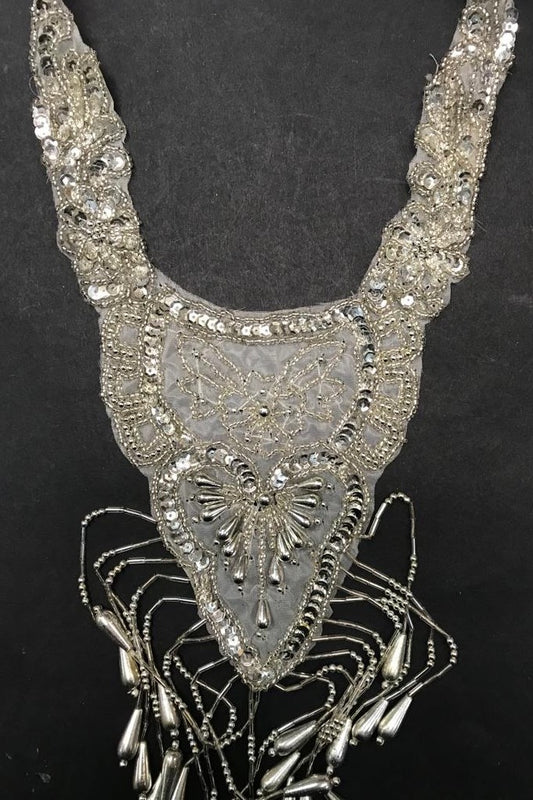 Beaded bib collar, Sew-on neckline patch