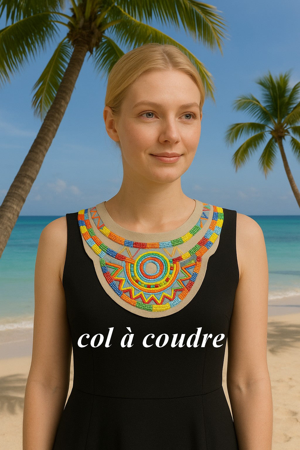 Col Plastron Style Indien A Coudre En Perles Multicolors Pour Customisatiopns Et Décorations