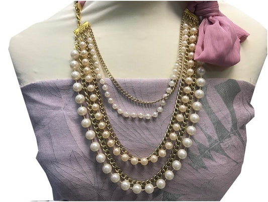 Pearl and Gold Chain Necklace.