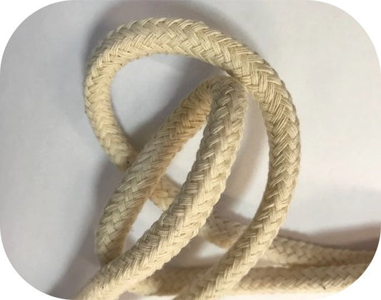 Cordon Coton En 7 mm Ecru Tressé Au Mètre