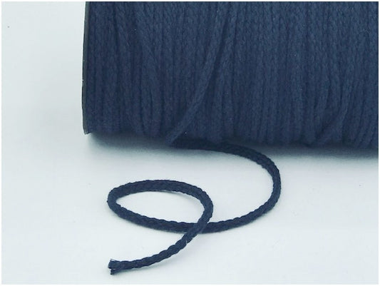 Cordon Coton Tréssé Bleu Marine Au Mètre