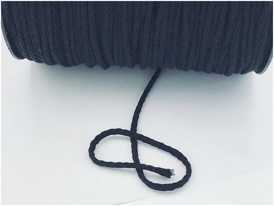 Cordon Coton Tréssé Noir Au Mètre