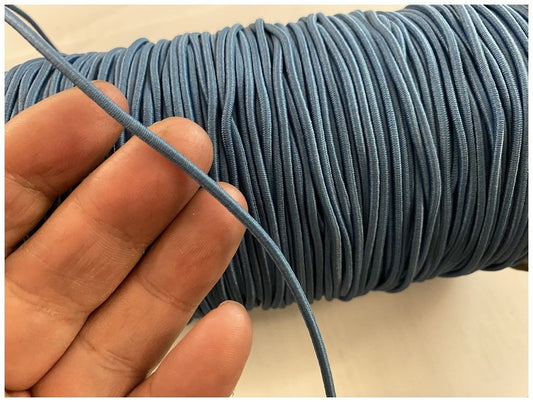 Cordon Elastique  Bleu Indigo Rond  En 3 mm A Coudre Pour Loisirs Créatifs.
