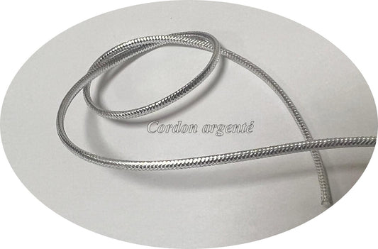 Cordon FIL Argenté Rond En 2 mm A Coudre Pour Loisirs Créatifs.
