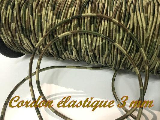 Cordon Fil Elastique A Mètre En 3 mm Motifs Militaire A Coudre Pour Loisirs Créatifs.
