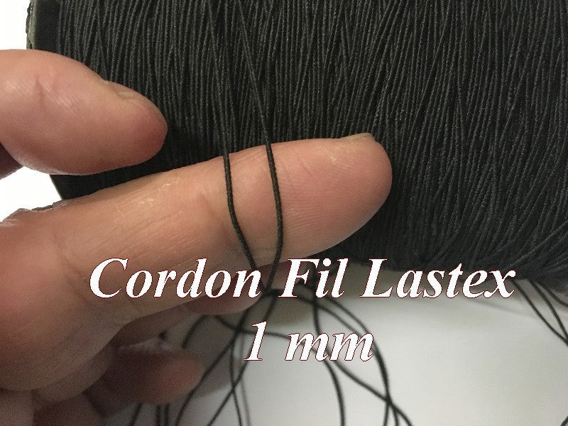 Cordon Fil Elastique Noir  En 1mm  A Coudre