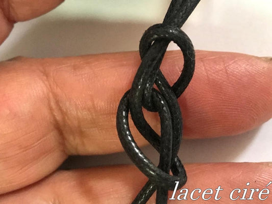 Cordón de encaje encerado negro por metro para manualidades