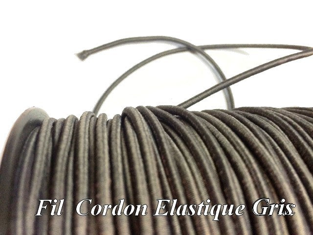 Cordon Lacet Elastique Gris Rond  En 3 mm A Coudre Pour Loisirs Créatifs.