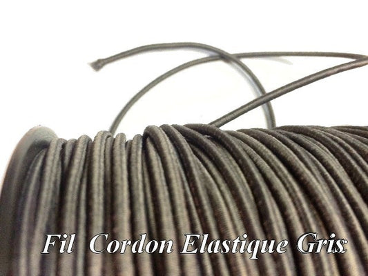 Cordon Lacet Elastique Gris Rond  En 3 mm A Coudre Pour Loisirs Créatifs.