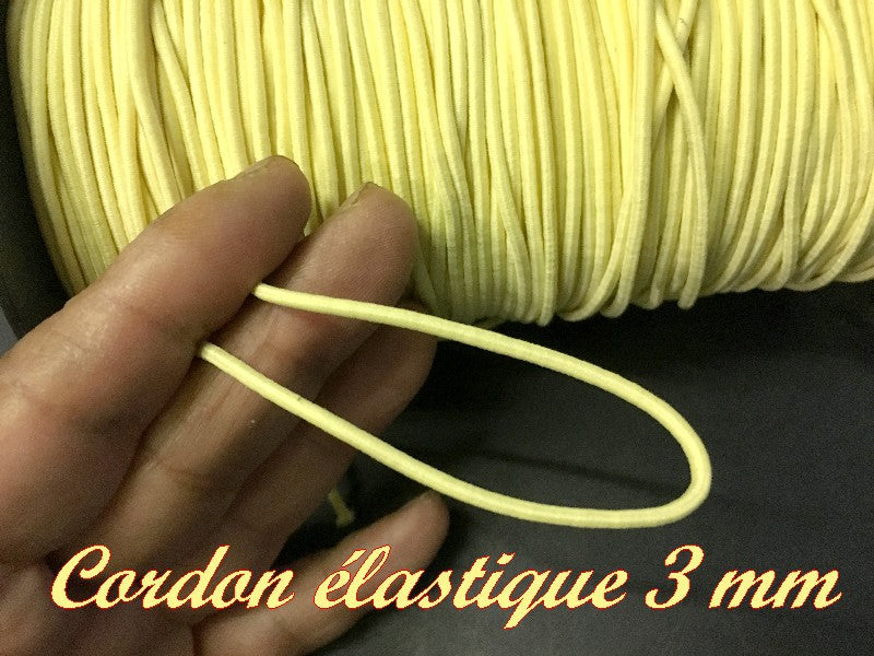 Cordon Lacet Elastique Jaune Rond  En 3 mm A Coudre Pour Loisirs Créatifs.