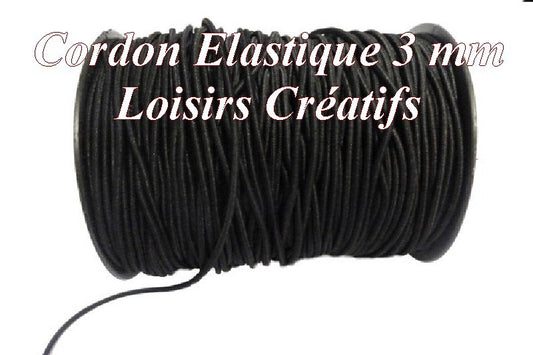 Cordon Lacet Elastique Noir Rond  En 3 mm A Coudre Pour Loisirs Créatifs.