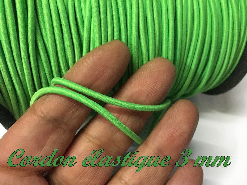 Cordon Lacet Elastique Vert  Rond  En 3 mm A Coudre Pour Loisirs Créatifs.