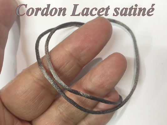 Cordon Lacet Satiné Gris En 3 mm  Pour Loisirs Créatifs Et Laçage.