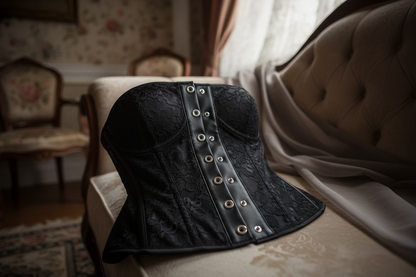 Bande Pression Simili Cuir Noir 20mm - Pressions Argentées - Vendu au Mètre