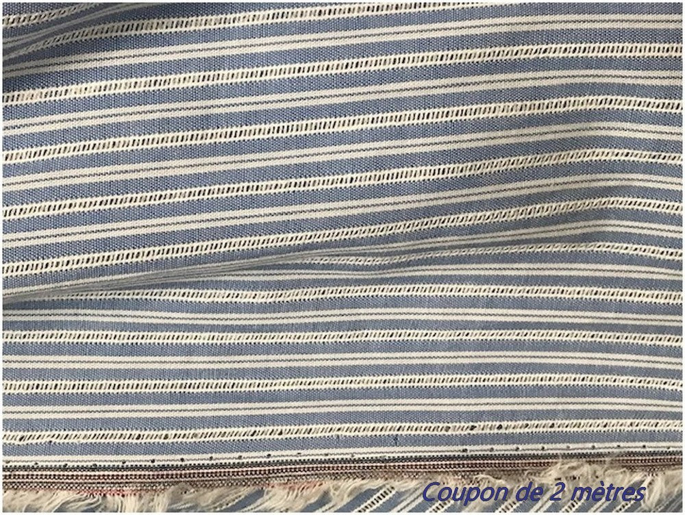 Coupon de 2 Mètres deTissu Coton Ciel Imprimé Fine Rayure Au Mètre En Grande Largeur
