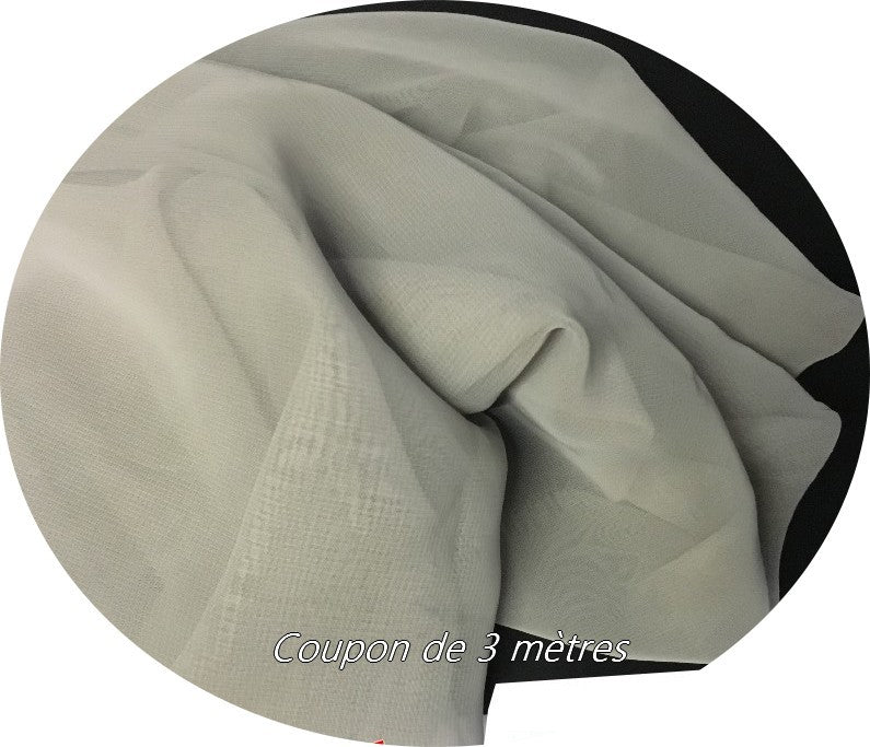 Cupón de 3 metros de tela muselina de poliéster por metros en color gris perla para coser.
