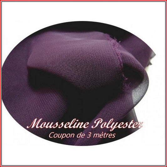 Cupón de 3 metros de tela muselina de poliéster por metros en color morado para coser.
