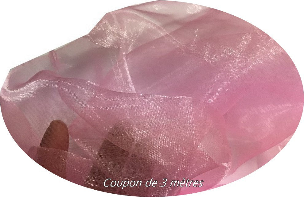 Coupon De 3 Mètres De Tissu Organza Rose Au Mètre  Pour La  Couture Et La Décoration