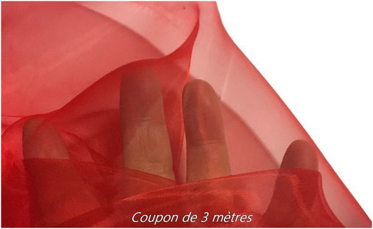 3 Metros de Tela de Organza de Poliéster Roja por Metros Color para Costura y Decoración