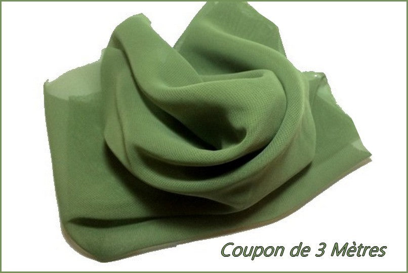 Coupon de 3 mètres DeTissu Mousseline Polyester Au Mètre Kaki A coudre.