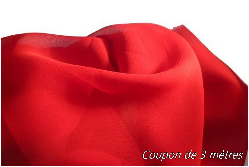 Coupon de 3 mètres DeTissu Mousseline Polyester Au Mètre Rouge A coudre.