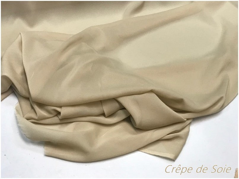 Crêpe De SOIE Beige Au Mètre Couture.