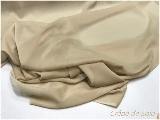 Crêpe De SOIE Beige Au Mètre Couture.