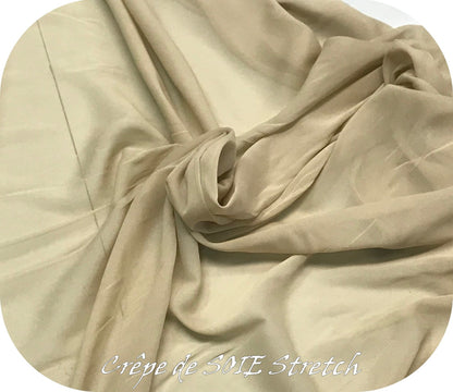 Beige Lycra Silk Crepe by the Meter Sewing.