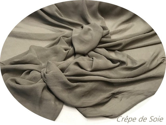 Crêpe De SOIE Taupe Au Mètre Couture.