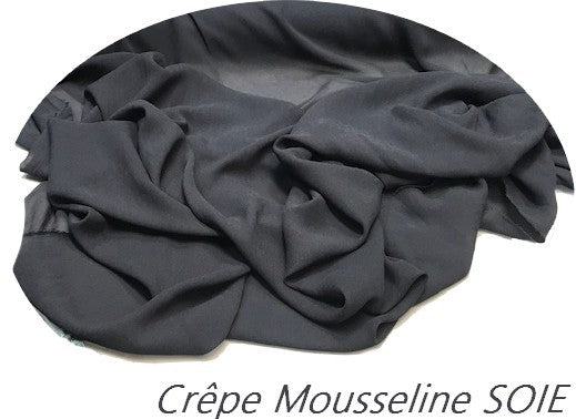 Crêpe Mousseline De SOIE Stretch Gris Anthracite Au Mètre Couture.