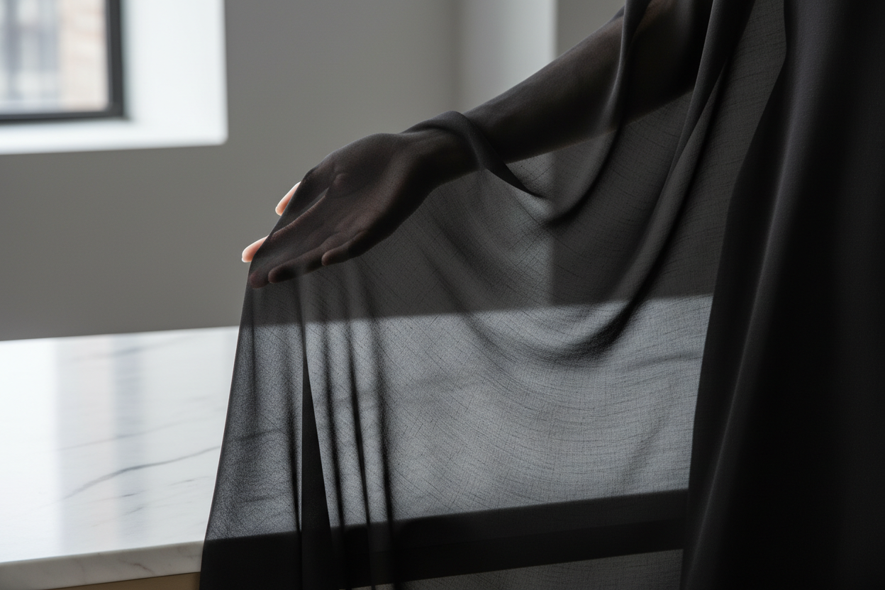 Mousseline de Soie Noire — Tissu Léger & Raffiné au Mètre