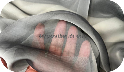Mousseline de Soie Changeante Gris et Noir 145 cm - Haute Couture