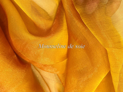 Mousseline de Soie Changeante Orange et Jaune 145 cm - Haute Couture