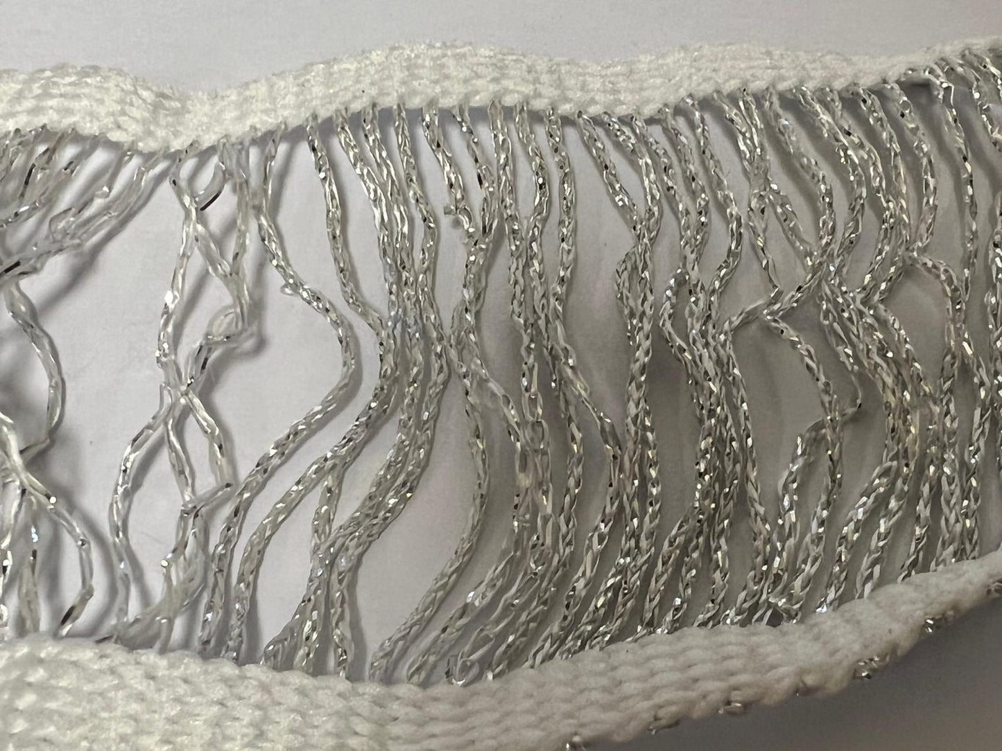 Entre-Deux Argenté 8cm - Galon Tressé Métallisé Haute Couture pour Jupe, Chemisier, Veste et Customisation