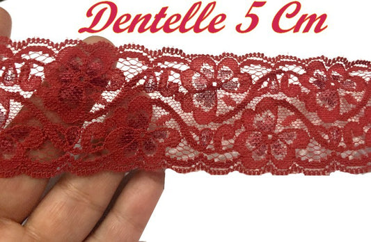 Dentelle A Coudre En 5 Cm  Rouge Bordeaux A Coudre Pour Loisirs Créatifs.