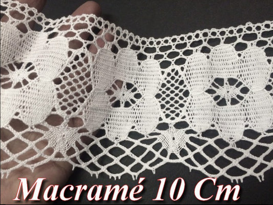 Dentelle Au Crochet Macramé Au Mètre En 10 Cm Blanc