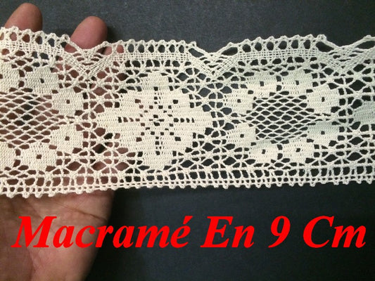 Dentelle Au Crochet Macramé Au Mètre En 9 Cm Ecru Pour Loisirs Créatifs.