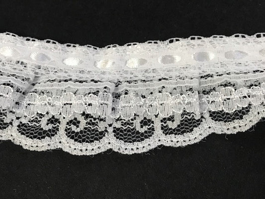 Dentelle Au mètre Blanche sur Satin En 4 Cm A Coudre.
