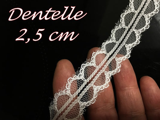 Dentelle Au Mètre  En 2,5 cm , Liseré Blanche A Coudre Pour Loisirs Créatifs.