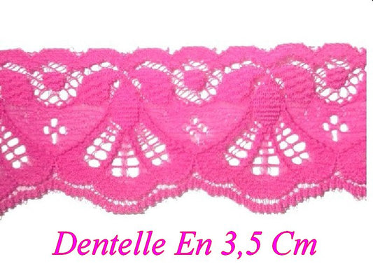 Dentelle au Mètre en  3.5 cm Fushia Fluo A Coudre