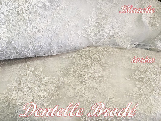 Dentelle Au Mètre En  Broderie Blanche Couture Pour Mariage Et Cérémonie