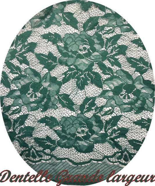 Dentelle Au Mètre En Grande Largeur Couleur Vert Emreraude Pour Customisations Et Décorations.