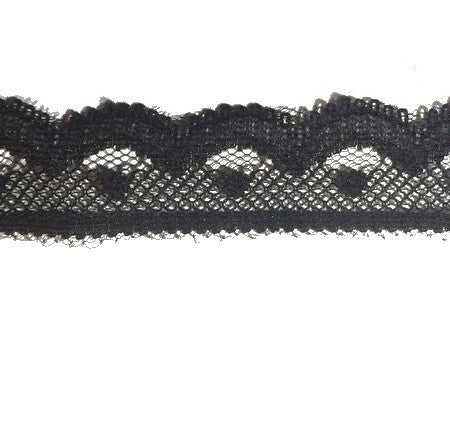 Dentelle Au Mètre en noir en 2 cm festonné